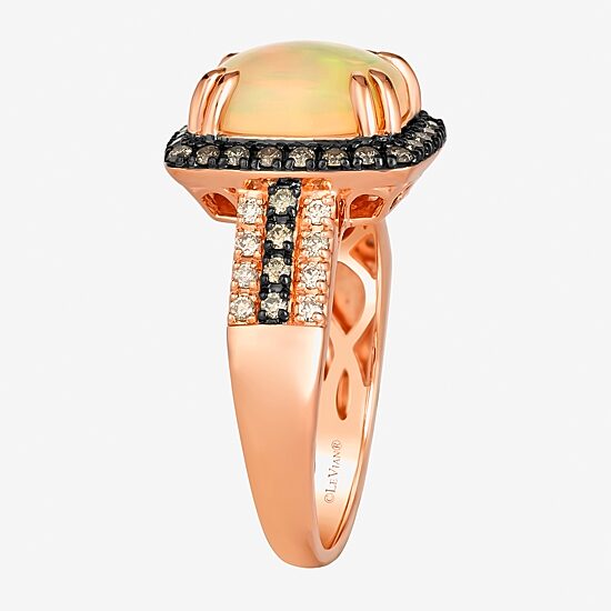 Le Vian® Grand Sample Sale™ Ring featuring 1 5/8 CT. Neopolitan Opal™ 1/3 CT. Chocolate Diamonds® 1/6 CT. Nude Diamonds™ set in 14K Strawberry Gold®