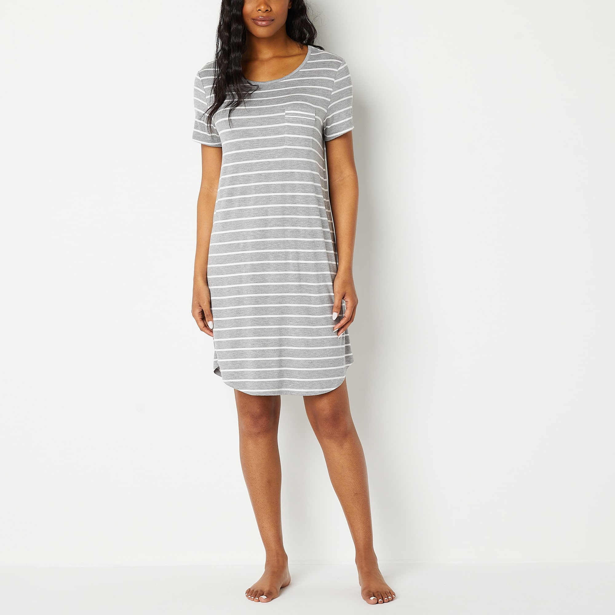 Liz Claiborne Cool and Calm Womens Short Sleeve Round Neck Nightshirt
