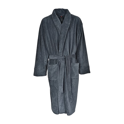 Hanes Mens Knee Length Long Sleeve Robe, One Size, Gray