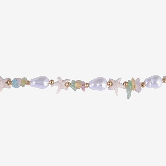Arizona Gold Tone Starfish Womens 16 Inch Beaded Necklace