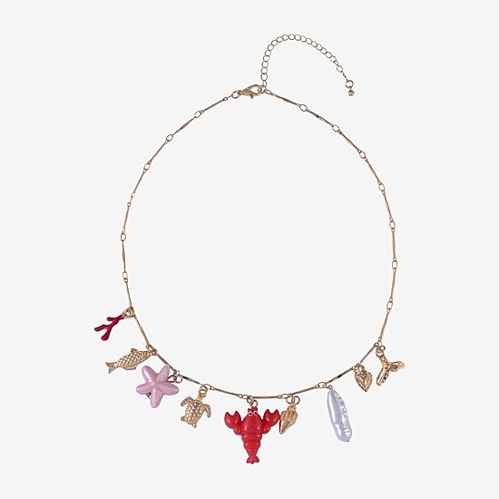 Arizona Gold Tone Lobster Starfish Womens 16 Inch Pendant Necklace