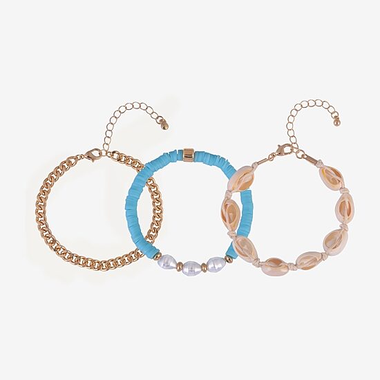 Arizona Gold Tone Cowrie Shell Womens 3-pc. Bracelet Set