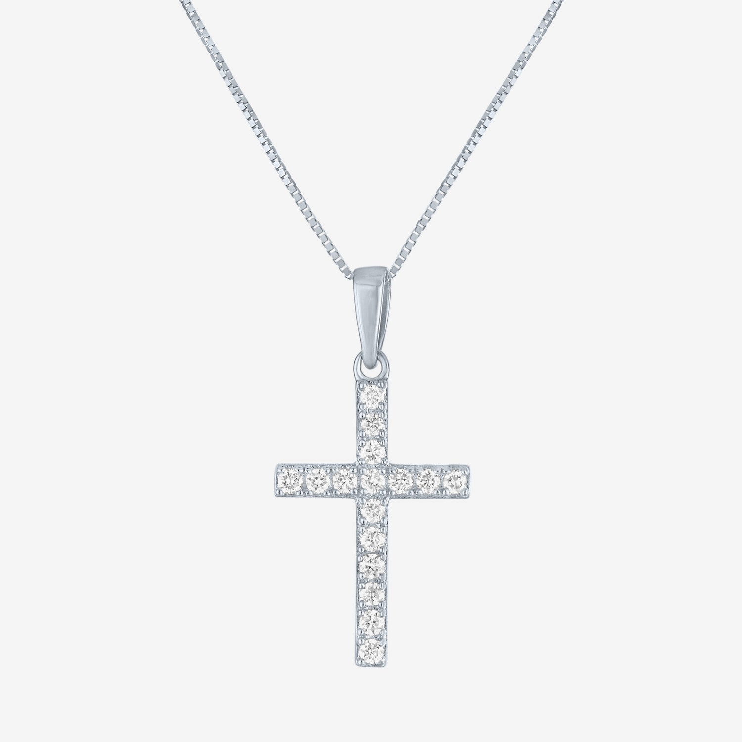 (H-I / I1) Womens 1/6 CT. T.W. Lab Grown White Diamond 10K Gold Cross 18 Inch Pendant Necklace