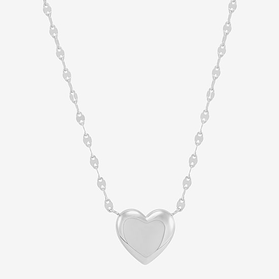 Silver Addiction Womens Sterling Silver Heart 17 Inch Pendant Necklace
