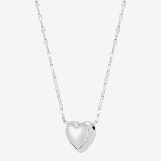 Silver Addiction Womens Sterling Silver Heart 17 Inch Pendant Necklace