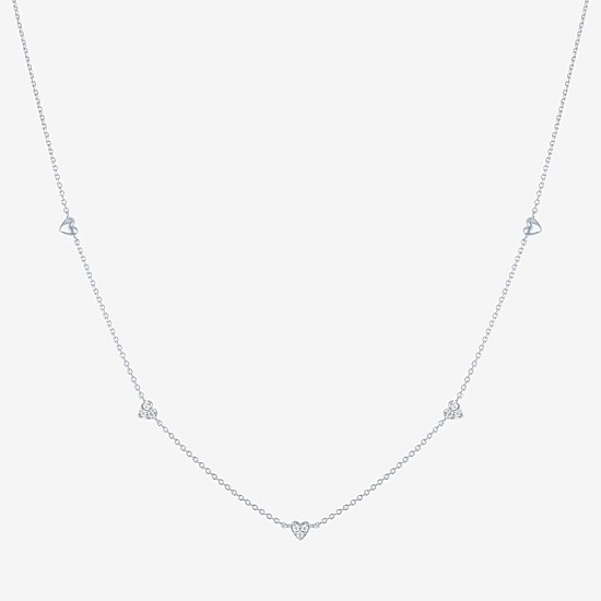 Diamond Addiction G-H / Si2-I1 Womens 1/10 CT. T.W. Lab Grown White Diamond Sterling Silver Heart 18 Inch Pendant Necklace