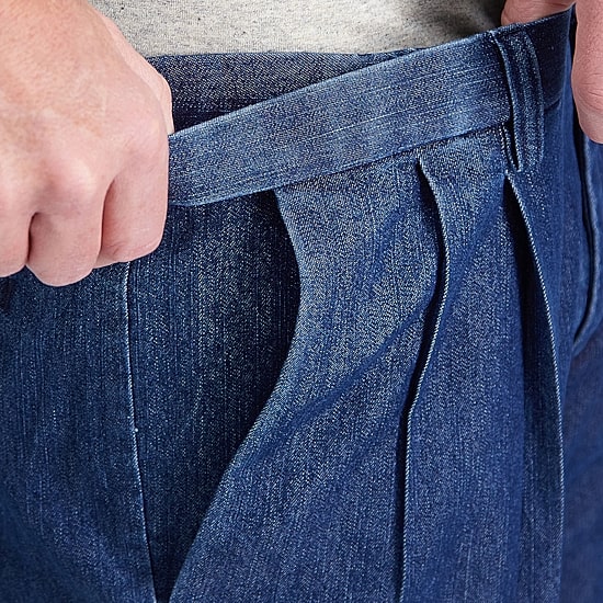 Haggar Stretch Denim Mens Classic Fit Pleated Pant