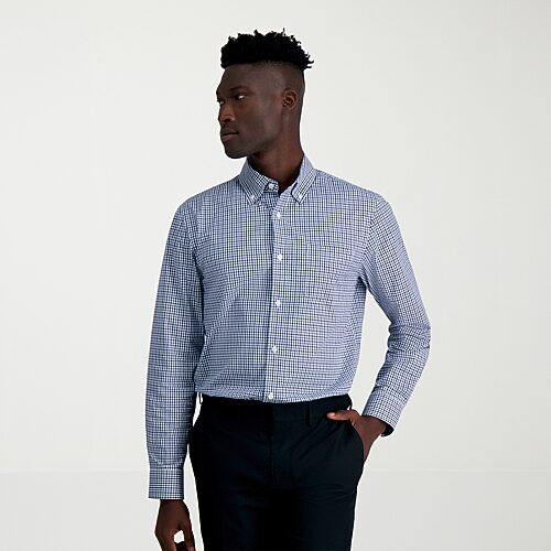Haggar Premium Comfort Mens Classic Fit Easy Care Long Sleeve Dress Shirt, 18-18.5 36-37, Blue