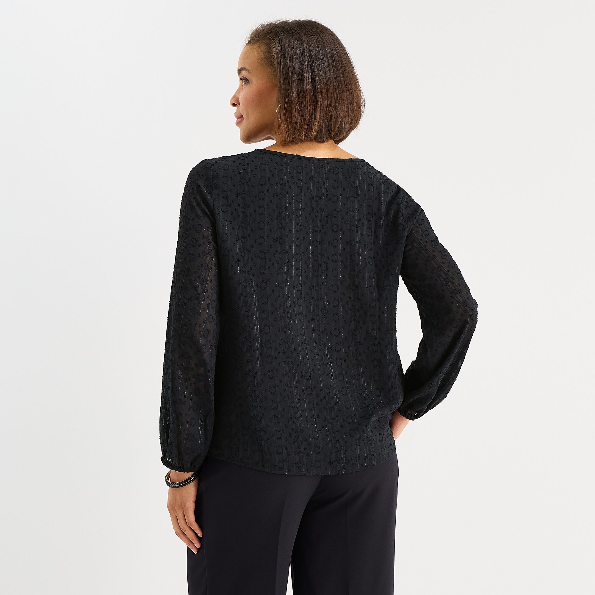 Liz Claiborne Shine Womens Keyhole Neck Long Sleeve Blouse
