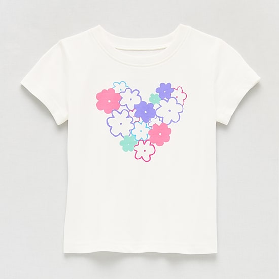 Okie Dokie Toddler & Little Girls Round Neck Short Sleeve Regular Fit Graphic T-Shirt