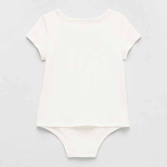 Okie Dokie Toddler Girls Hidden Access Opening Sensory Friendly Adaptive Round Neck Short Sleeve Bodysuit