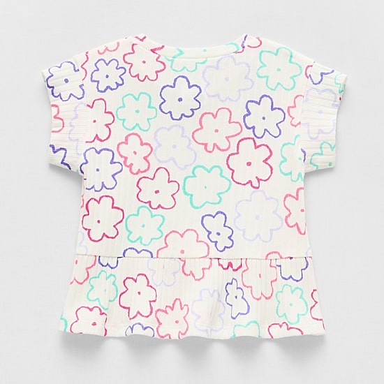 Okie Dokie Toddler & Little Girls Round Neck Short Sleeve Peplum Top