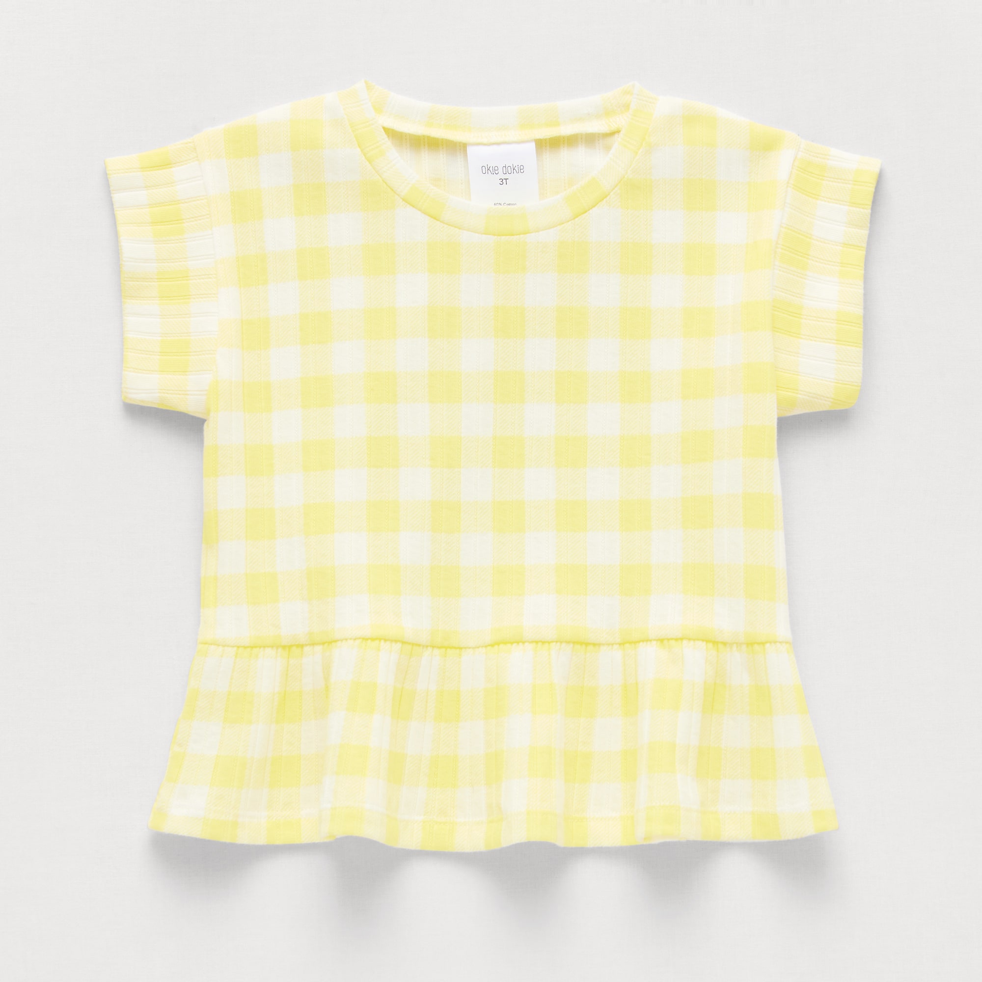 Okie Dokie Toddler & Little Girls Round Neck Short Sleeve Peplum Top