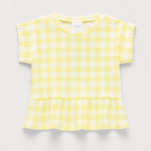 Okie Dokie Toddler & Little Girls Round Neck Short Sleeve Peplum Top, 5t, Yellow