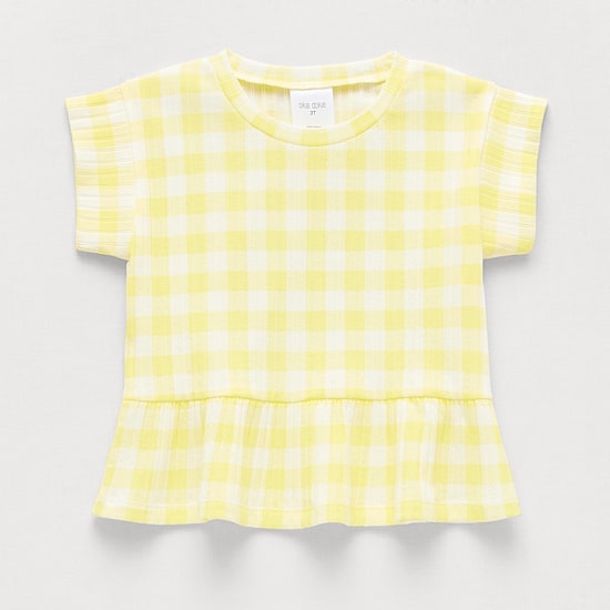 Okie Dokie Toddler & Little Girls Round Neck Short Sleeve Peplum Top
