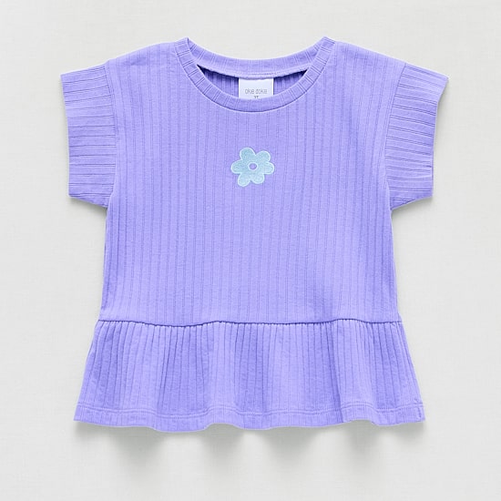 Okie Dokie Toddler & Little Girls Round Neck Short Sleeve Peplum Top