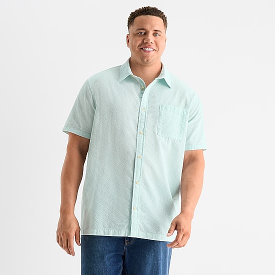 mutual weave Mens Short Sleeve Relaxed Fit Big and Tall Button-Down Shirt