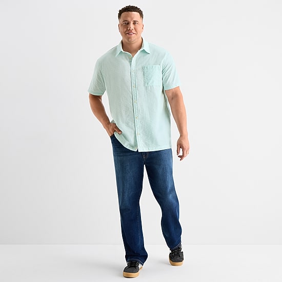 mutual weave Mens Short Sleeve Relaxed Fit Big and Tall Button-Down Shirt