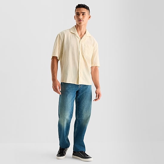 Arizona Mens Short Sleeve Regular Fit Button-Down Shirt