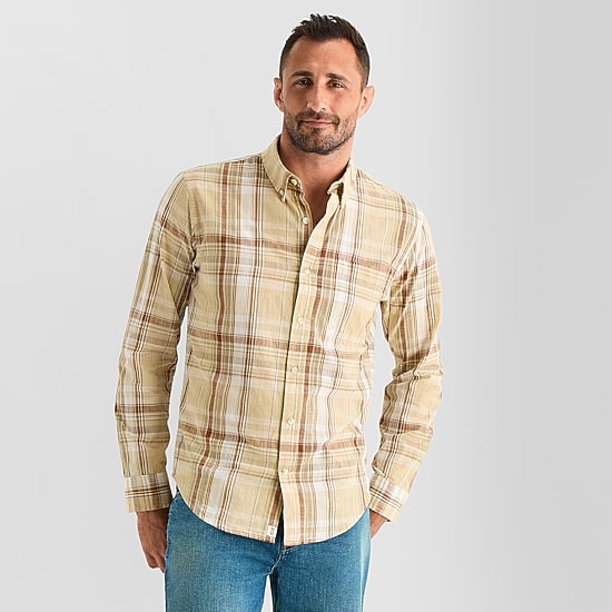 mutual weave Mens Long Sleeve Classic Fit Button-Down Shirt