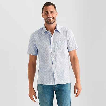 jcpenney stafford short sleeve dress shirts Stafford Button Front Men's Short Sleeve Regular Fit Button-Down Shirt | Blue | Regular Medium | Shirts + Tops Button-front Shirts