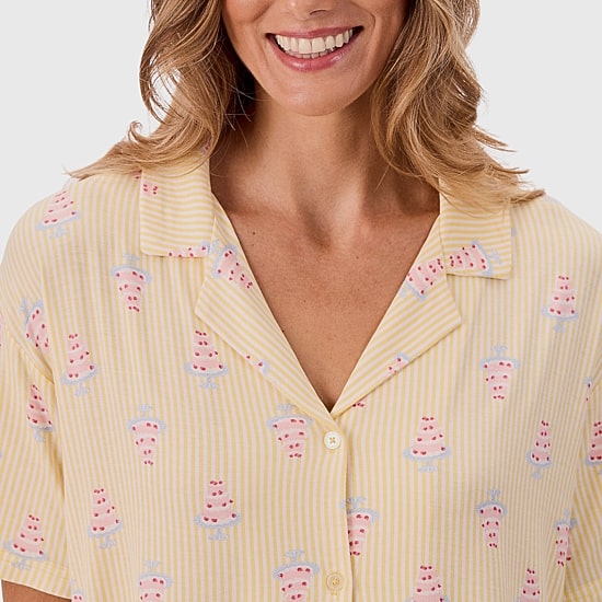Martha Stewart Womens Short Sleeve 2-pc. Pajama Set
