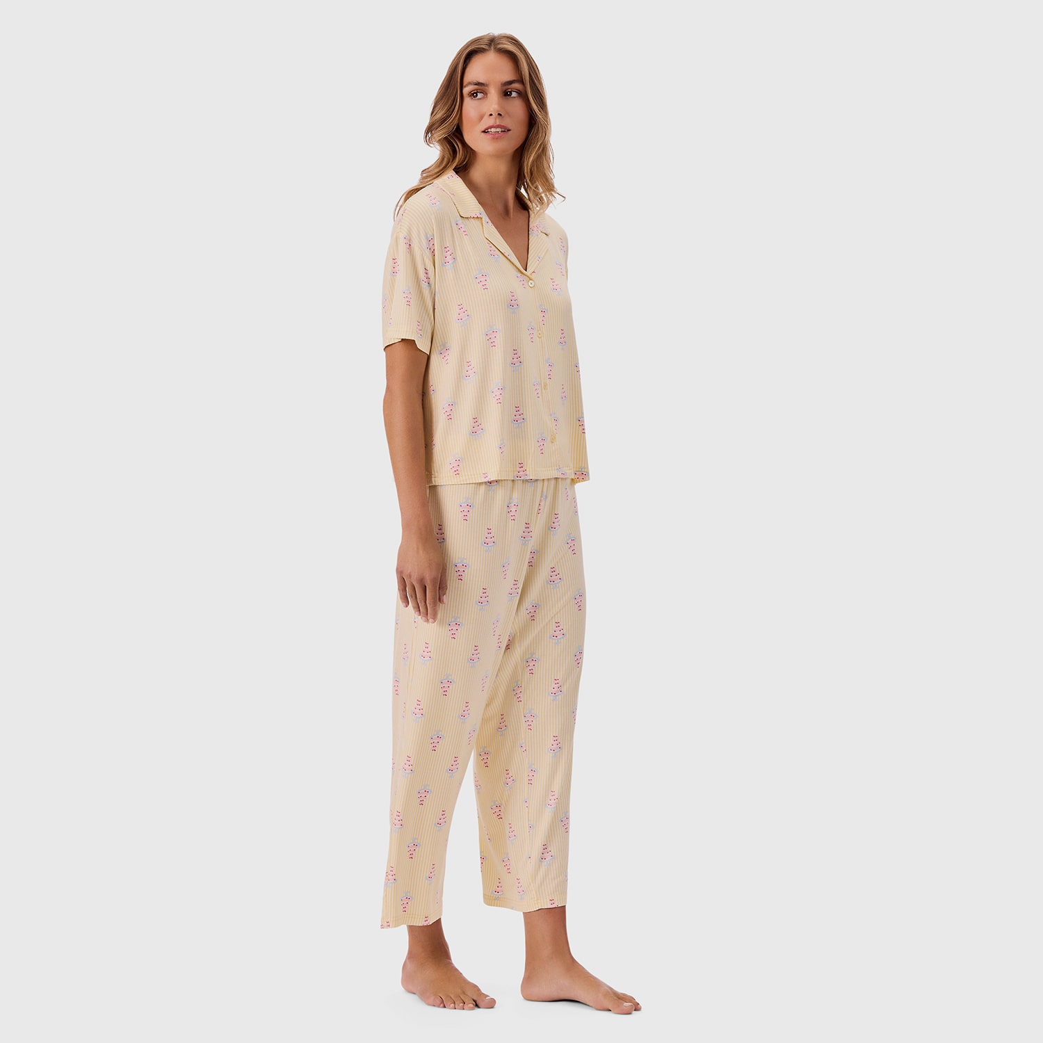 Martha Stewart Womens Short Sleeve 2-pc. Pajama Set