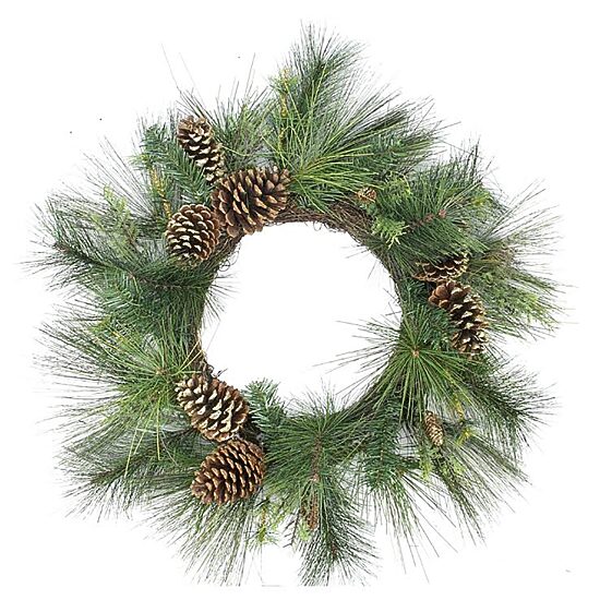 Artificial Mixed Pine with Pine Cones and Gold Glitter Christmas Wreath - 30 -Inch  Unlit