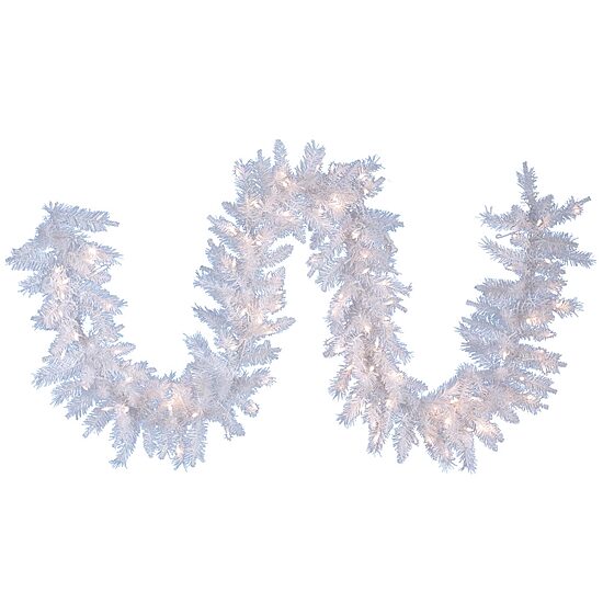 Kurt Adler 9-Foot Pre-Lit Crystal White Garland