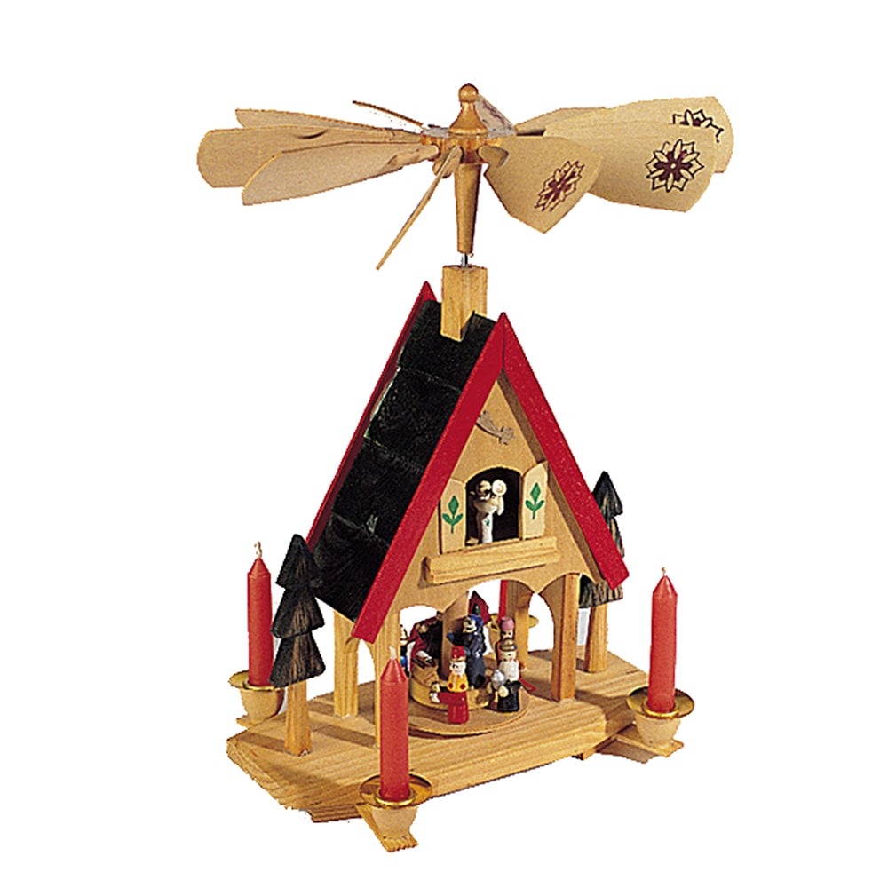 Kurt Adler 12-Inch Wood Alpine House Carousel with Candles