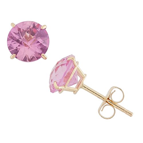 Lab Created Pink Sapphire 10K Gold 6mm Stud Earrings, One Size
