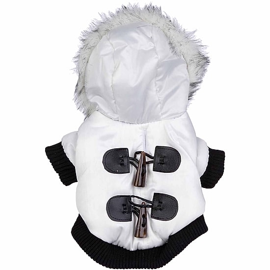 The Pet Life Aspen Winter-White Fashion Pet Parka Coat