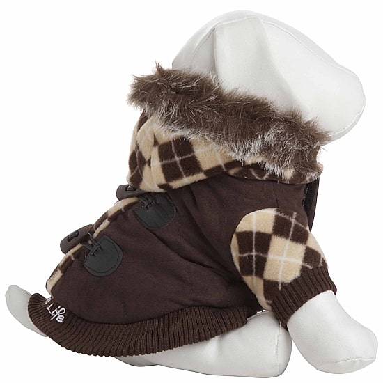 The Pet Life Designer Patterned Suede Argyle Sweater Pet Jacket