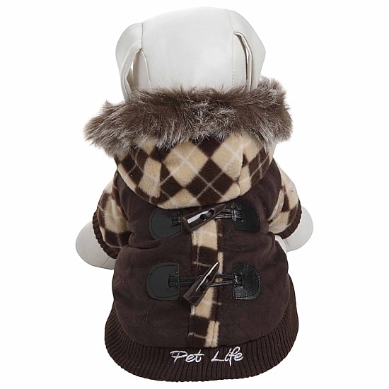 The Pet Life Designer Patterned Suede Argyle Sweater Pet Jacket