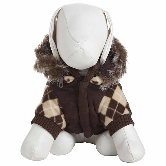 The Pet Life Designer Patterned Suede Argyle Sweater Pet Jacket