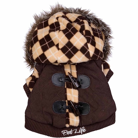 The Pet Life Designer Patterned Suede Argyle Sweater Pet Jacket