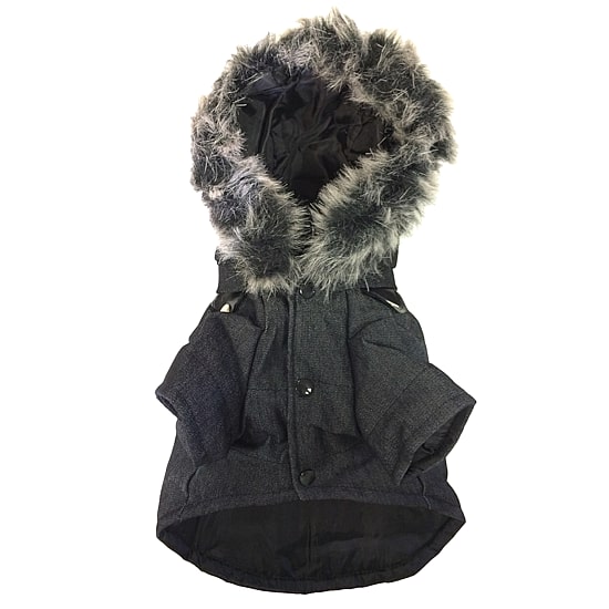 The Pet Life Ruff-Choppered Denim Fashioned Wool Pet Coat