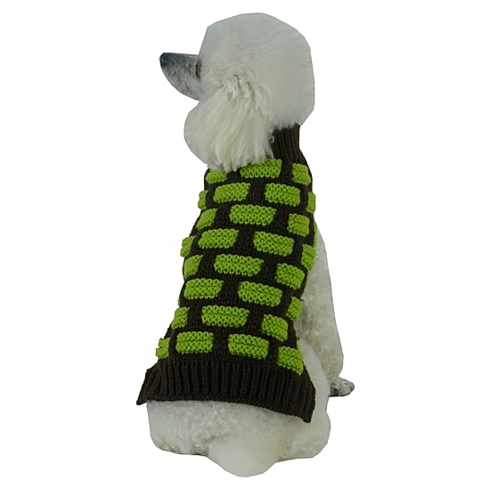 The Pet Life Fashion Weaved Heavy Knit Designer Ribbed Turtle Neck Dog Sweater
