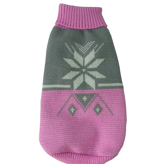 The Pet Life Snow Flake Cable-Knit Ribbed FashionTurtle Neck Dog Sweater