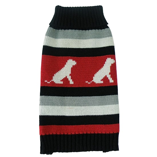 The Pet Life Dog Patterned Stripe Fashion Ribbed Turtle Neck Pet Sweater