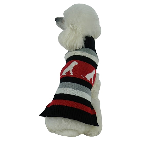 The Pet Life Dog Patterned Stripe Fashion Ribbed Turtle Neck Pet Sweater