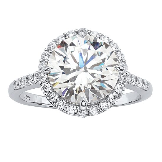 DiamonArt® Womens 4 1/2 CT. T.W. White Cubic Zirconia 10K White Gold Engagement Ring