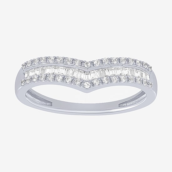 Chevron 1/4 CT.T.W. Natural Diamond 10K Gold Chevron Wedding Band