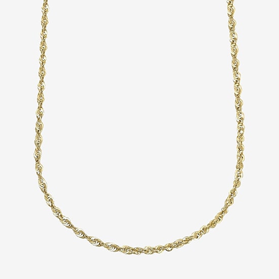 10K Gold 18 - 24 Inch Hollow Rope Chain Necklace