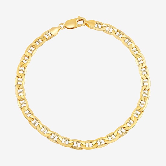 Made in Italy Mens 10K Gold Semisolid Link Chain Bracelet