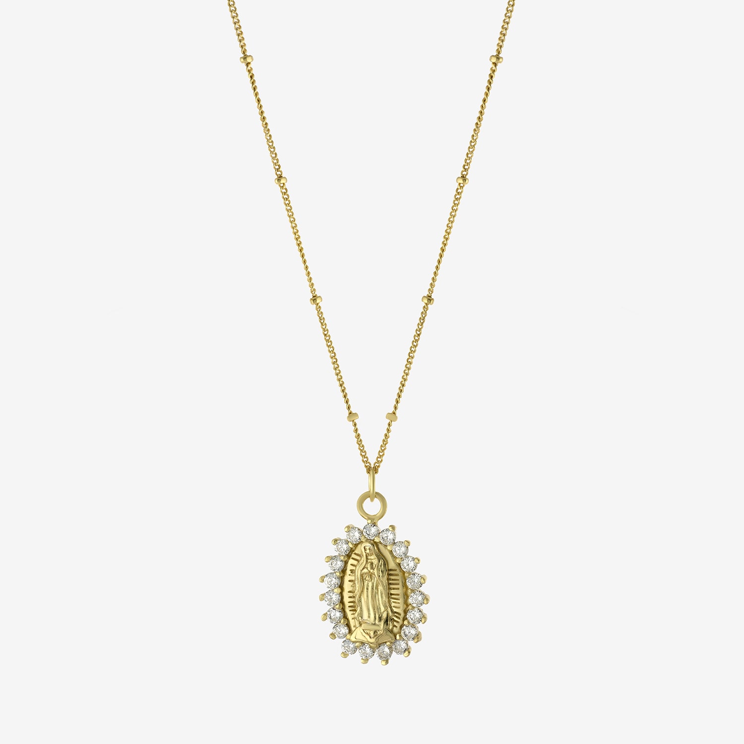 Diamonart Lady Of Guadalupe Womens Cubic Zirconia 14K Gold Over Silver Oval 16 Inch Pendant Necklace