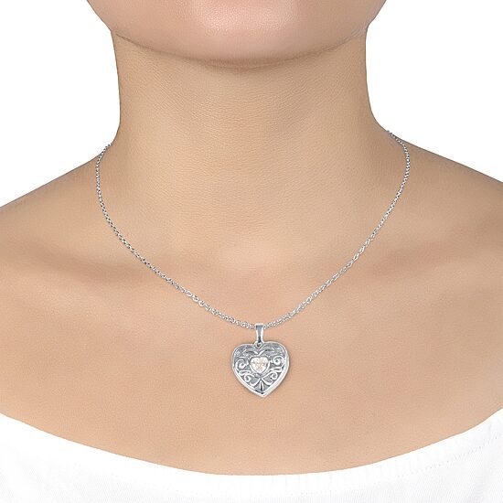 Sparkle Allure Womens Cubic Zirconia Pure Silver Over Brass 18 Inch Locket Necklace