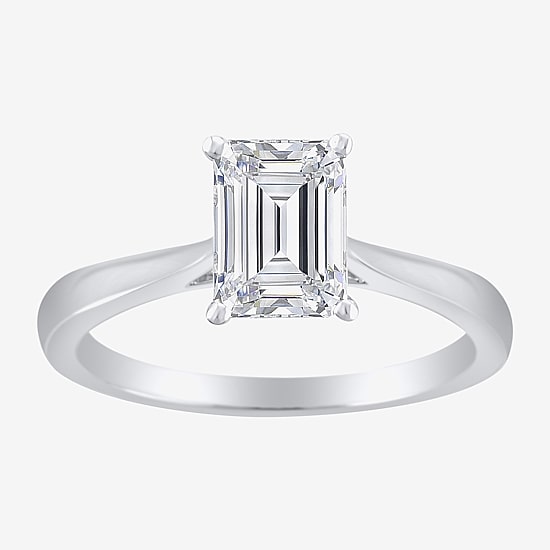 (H-I / SI2) Womens 1 1/2 CT. Lab-Grown White Diamond in 14K Gold Emerald Solitaire Engagement Ring