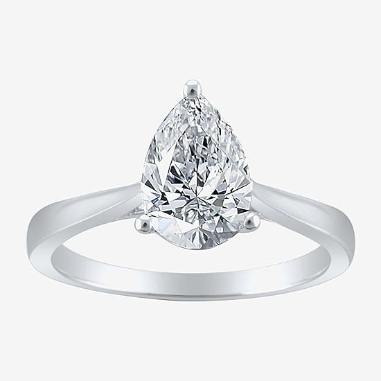 (H-I / SI2) Womens 1 1/2 CT. Lab-Grown White Diamond in 14K Gold Pear Solitaire Engagement Ring