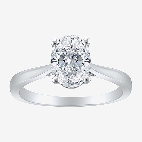 (H-I / SI2) Womens 1 1/2 CT. Lab-Grown White Diamond in 14K Gold Oval Solitaire Engagement Ring
